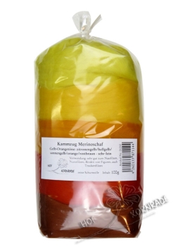 Merino Kammzug Gelb-Orangetöne 100g