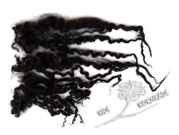 Wensleydale sheep curls - black color 100g