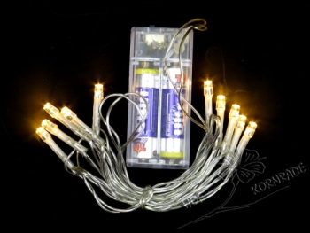 Lichterkette 10 Lämpchen, Strang mit Schalter -  Batterie, transparent